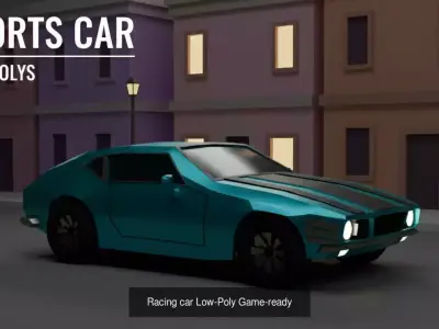4 Sports car Low-Poly Game-ready 3D Model Pack