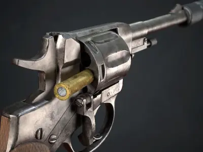 PBR Russian Nagant M1895 Revolver Low-poly 3D model