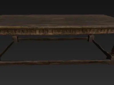 Wooden Table Food Roman  Low-poly 3D model