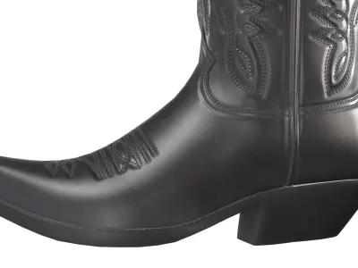 Black Western Boots 3D model