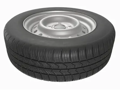 Car trailer wheel with tire 3D model