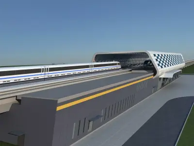 Light Rail Station 07 3D model