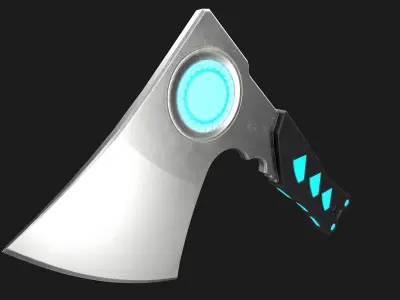 Sci-Fi Hatchet Low-Poly PBR Free low-poly 3D model