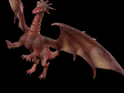 Fire Red Dragon Animated 3D model