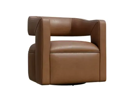 Modern Vegan Leather Open Back Swivel Barrel Accent Chair Low-poly 3D model