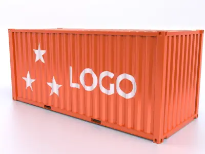 Standart Shipping Container 20ft Rigged 3D model