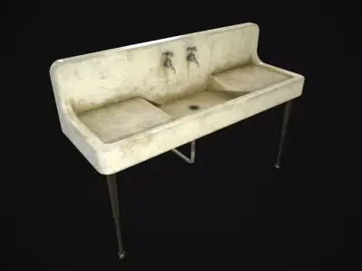 Antique Kitchen Sink Low-poly 3D model