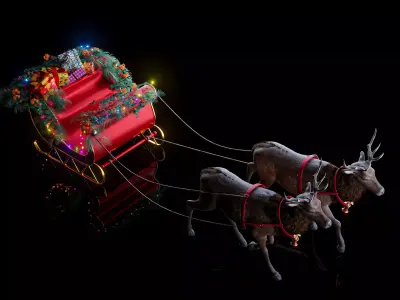 Realistic Santa Claus Sleigh 3D model