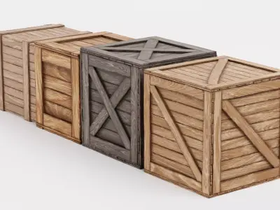 Wooden Crates Set V2 - Clean Transport and Storage Boxes 3D model
