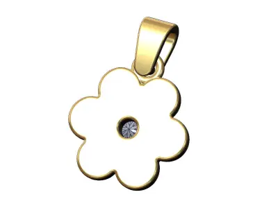 Diamond Florentine solitaire pendant charm 3D print model