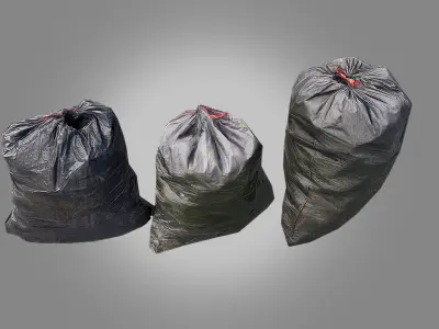 4 Trash Bag Bundle Low-poly 3D model