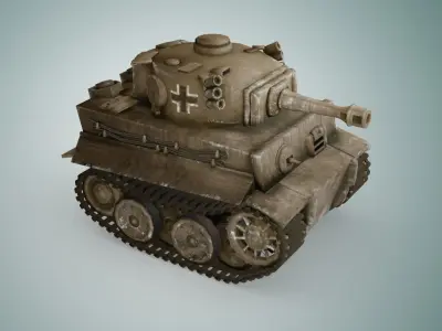 Mini Tiger Tank Low-poly 3D model