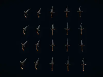 Stylized PBR Daggers Pack Low-poly 3D model