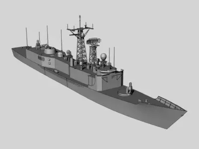FFG7 Oliver Hazard Perry class frigate Low-poly 3D model