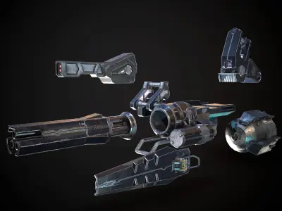 Low poly gun weapon Low-poly 3D model