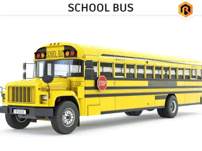 School Bus Low-poly 3D model