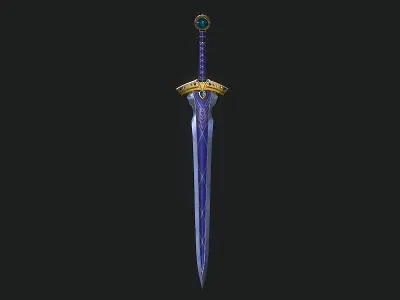 Fantasy Medieval Sword with Scabbard Stylized PBR  Low-poly 3D model