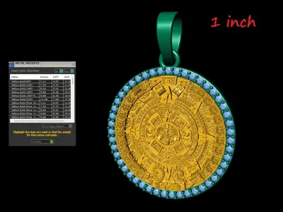Mayan Calendar Pendant Combo of 1inch and 2inch  3D Model Pack