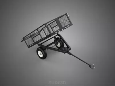 TIPPING HAULING WOOD DIRT DEBRIS CARGO TRAILER CART WAGON DOLLY 3D model