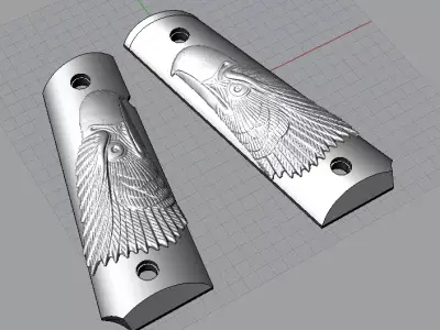 1911 grips - eagle head 3D print model