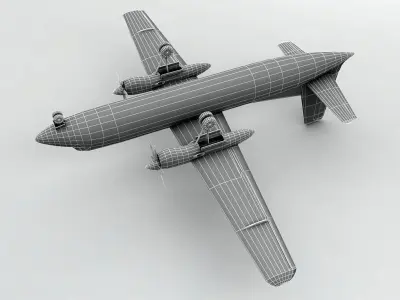  Fokker 50 Airliner - Generic White Low-poly 3D model