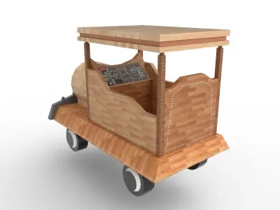 Train with Train Station Scene - LowPoly PBR GameReady Low-poly 3D model