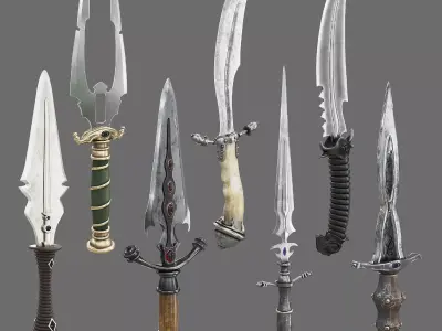 Set of Graceful Blades Low-poly 3D model