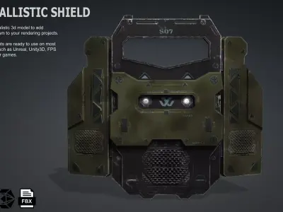 Sci-fi Ballistic Shield Low-poly 3D model