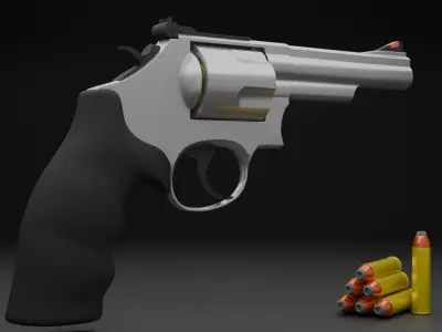 Revolver Low-poly 3D model 18