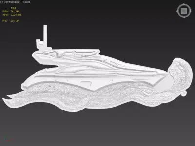 Yacht Suitable for embossing Hot Foil Technique 3D model