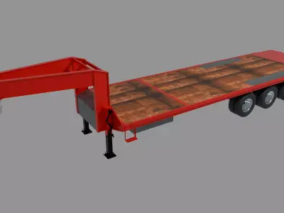 Gooseneck Trailer Low-poly 3D model