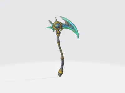 A dark fantasy battle axe 3D model