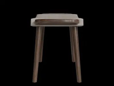 Classic Mid Century Sleek Cushioned Ottoman 3D model