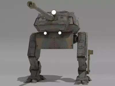 Destroyer Mech Walker with RIG and LOWPOLY Forest Camo Low-poly 3D model