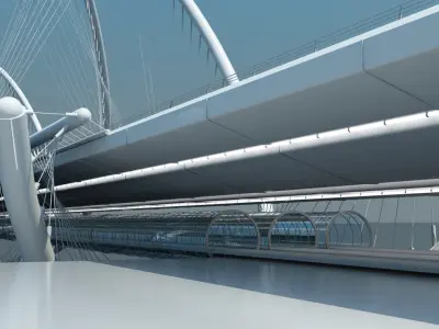 Futuristic Suspension Bridge HD 3D model