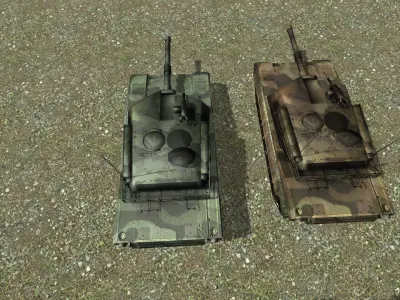 Tank Lowpoly two tanks in game Low-poly 3D model