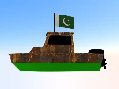Islamic Republic of Pakistan flag Fishing Boat 3D model