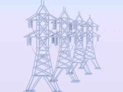 electric power transmission tower illustration 3D model