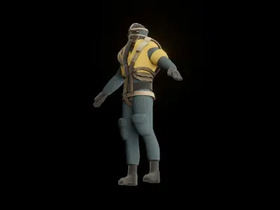 German Luftwaffe Pilot for ME262 Rigged Blend file Free 3D model
