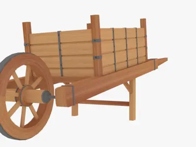 Medieval Wheel Barrow Low-poly 3D model