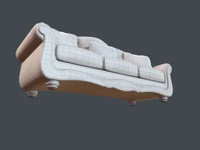 Old Fashioned Sofa Collection Low-poly 3D model