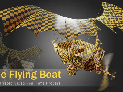 Little Flying Boat-Tutorial and asset Low-poly 3D model