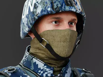 Harry UN Soldier Rigged Low-poly 3D model