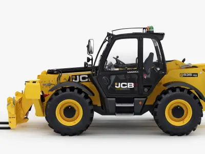 Telehandler JCB 535-125 with Attachments Equipment 3D model