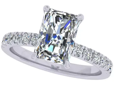 Radiant Stone Solitary Engagement Ring 3D print model purchase