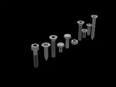 Bolts and Screws Low-poly 3D model