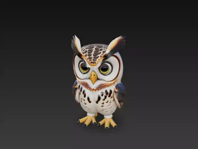 Owl 3D Model Basic - Low Poly Simple  Low-poly 3D model