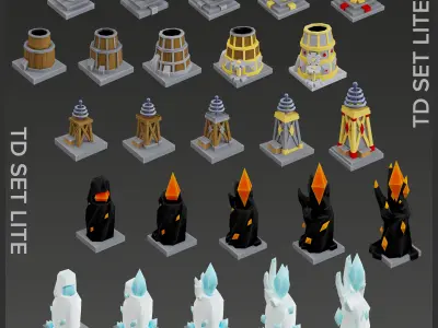 Tower Defence Set Lite Low-poly 3D model