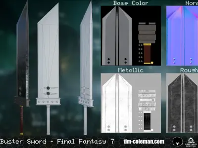 Cloud Strife - Buster Sword - Final Fantasy VII Low-poly 3D model