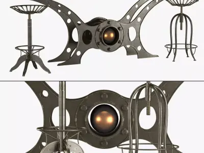 Poseidon metal bar stool 3D model